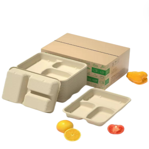 5 squares bagasse tray